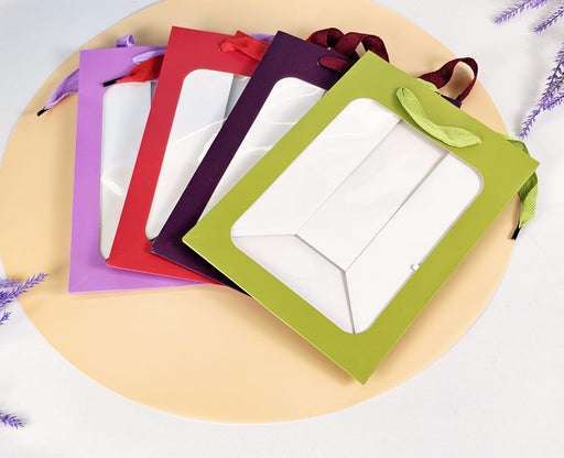 10 Pcs Random Colour Transparent Window Bag Goodie Bags With Handle Bag,Hamper Bag,Carry Bags,Shopping Gift Bag,Gifting,Presents,Return Gifts,Birthday,Wedding,Festivals,Events (Small)