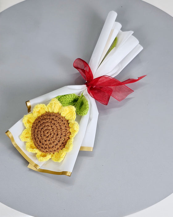 1 Pcs Ready to use Crochet Bouquet for Best Wishes, Gifting, Valentine, Wedding, Home Decor, Office, Bedroom, Balcony Decoration Items, Welcoming(Fabric)