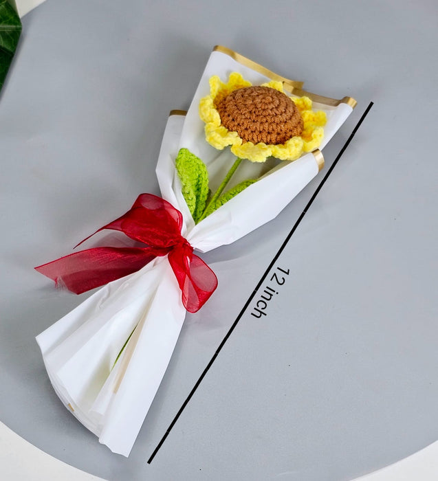 1 Pcs Ready to use Crochet Bouquet for Best Wishes, Gifting, Valentine, Wedding, Home Decor, Office, Bedroom, Balcony Decoration Items, Welcoming(Fabric)