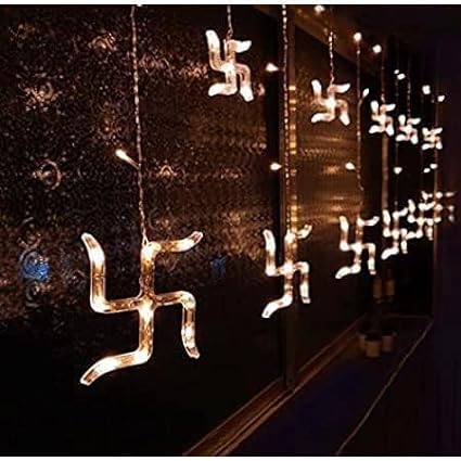 10 Swastik String 5+5 (Small + Big) LED Lights, Curtain String Lights for Bedroom with 8 Lighting Modes