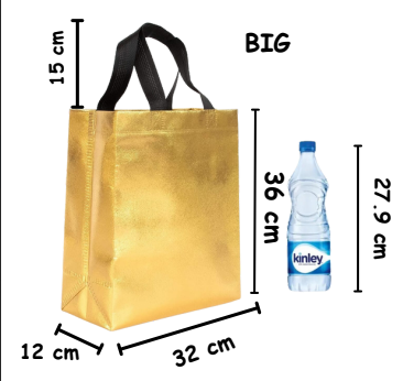 Big Size Non Woven Fabric Bag With Handle 32 * 36 cm Gift Paper bag, Carry Bags, gift for Birthday, Festivals, Season's Greetings, Events, Navratri,diwali(Golden)