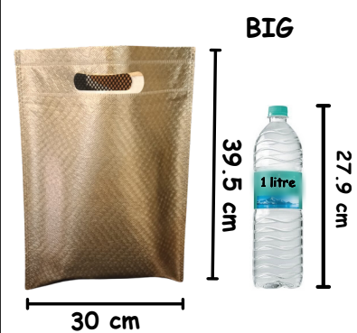 SATYAM KRAFT Big Size Non Woven Fabric Bag With Handle 30 x 39.5 cm Gift Paper bag, Carry Bags, gift bag, gift for Birthday, gift for Festivals, Season's Greetings and other Events(Gold)