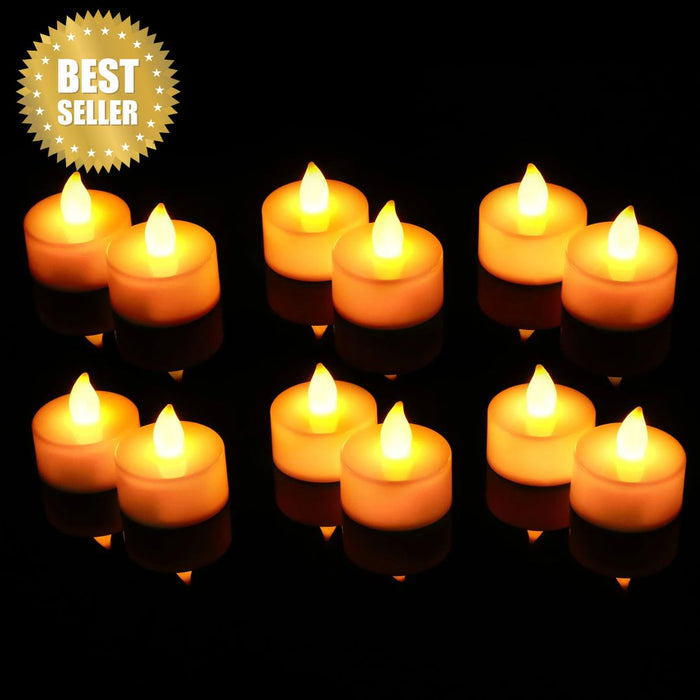 24 pcs Acrylic Flameless And Smokeless Decorative Candles Led Tea Light Candle Perfect For Gifting (Yellow, 2 Cm)                                         *BEST SELLER*