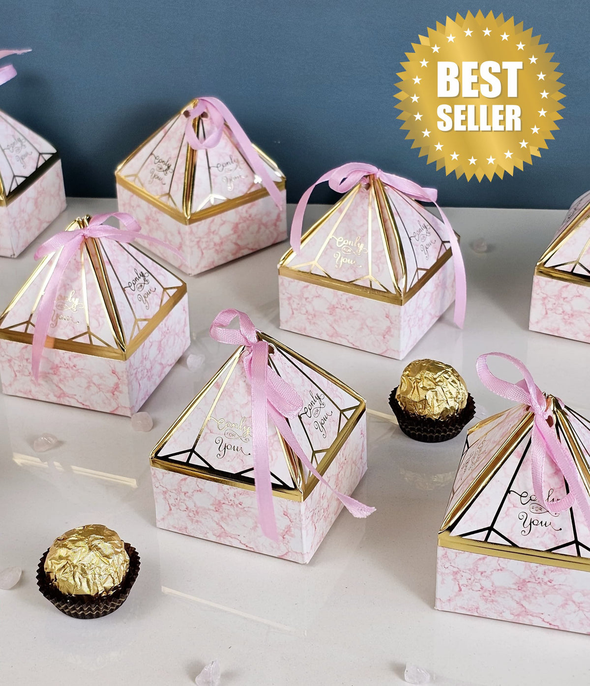40 Pcs Decorative Folding Storage Box for Return Gift Birthday Gift Boxes with Ribbon Perfect for Packing Chocolate Dry Fruits