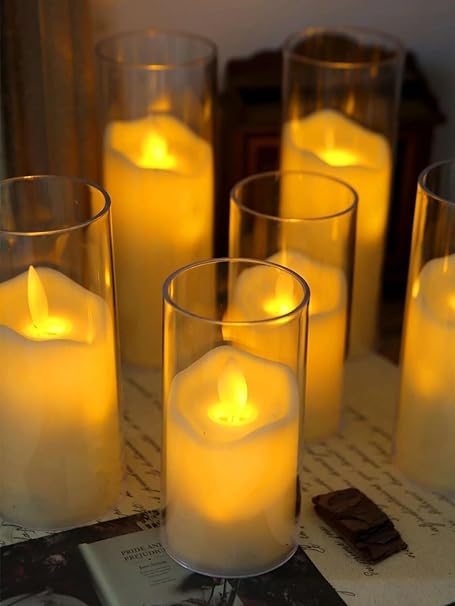 3 pcs Dancing Flameless Led Tea Light Piller Candle for Home Decoration, Gifting, House, Light for Balcony, Room, Birthday, Diwali, Festival Decorative(small,medium,large)
