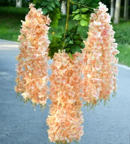 SATYAM KRAFT 12 pcs Wisteria Artificial Flower for Home Decoration and Craft(Pack of 12, Peach)