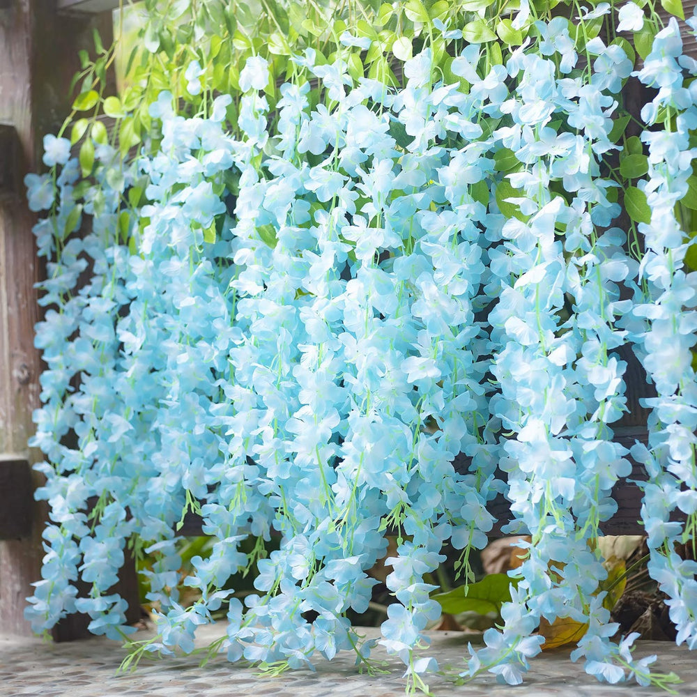 SATYAM KRAFT 12 Pcs Wisteria Artificial Flower for Home Decoration and Craft(Pack of 12, sky)