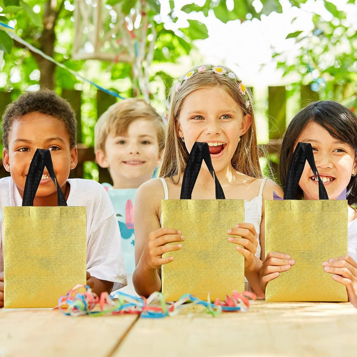 Small Size Non Woven Fabric Bag With Handle 21.5 x 22 cm Gift Paper bag, Carry Bags, gift bag, gift for Birthday, gift for Festivals, Season's Greetings and other Events(Gold)