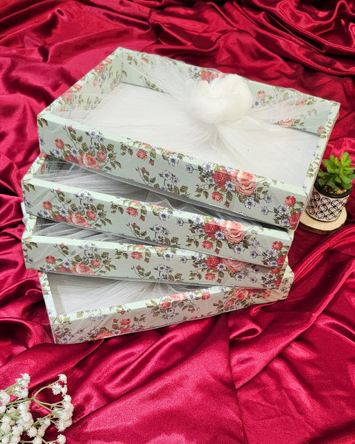 Multipurpose Decorative Folding Paper Box Net Rectangle Cardboard Box with Net DIY Tray for Gift Hamper, Gifting (Cardboard Folding Paper Box),Room Hamper,Wedding Hamper (Sky)