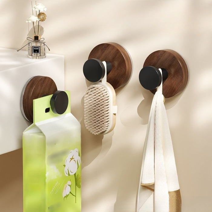 Hook (Plastic Walnut Finish) | Heavy Duty Wall-Mounted Clothes Hook, High Load Bearing, Traceless Bathroom & Kitchen Hook