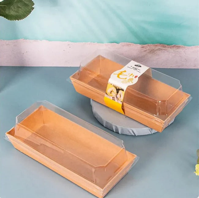 Transparent Plastic Lid  Packing Box With Laminated Cardboard Box | Cake, Cookies, Chocolate Tart, Sandwich & Bakery Packaging Box