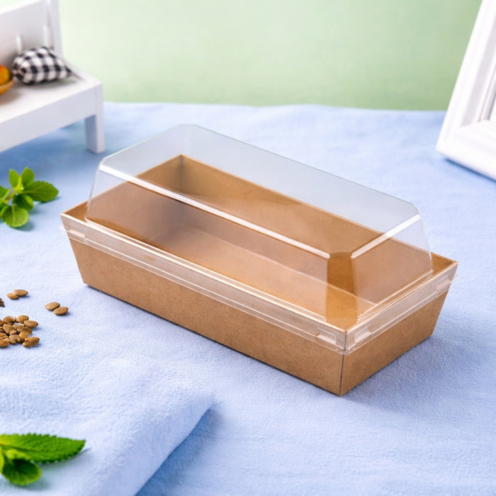 Transparent Plastic Lid  Packing Box With Laminated Cardboard Box | Cake, Cookies, Chocolate Tart, Sandwich & Bakery Packaging Box
