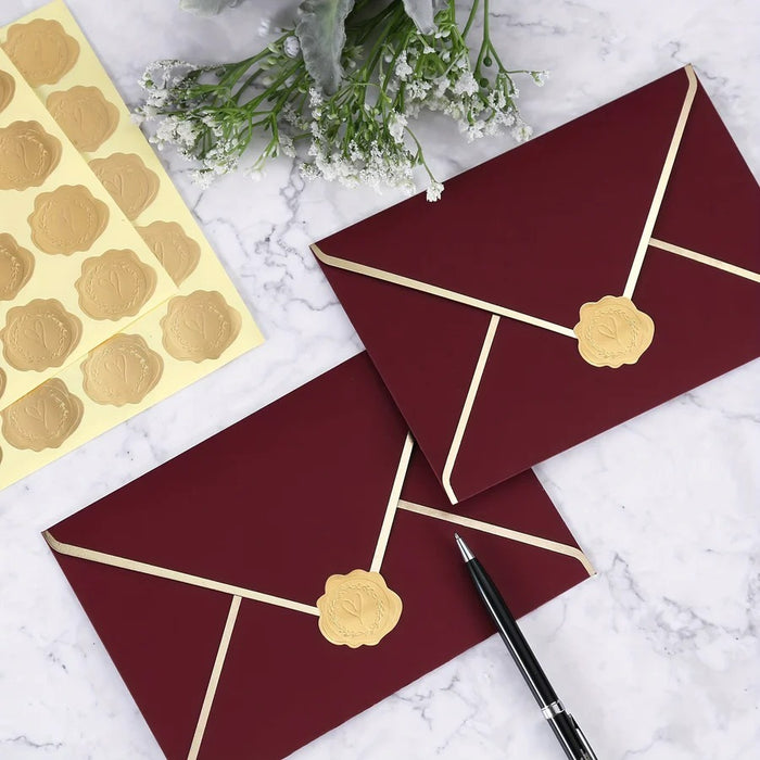Gold Heart Envelope Seal Stickers  | 3cm Premium Self-Adhesive Wax Seal Look Stickers for Invitations, Wedding Cards & Gifting