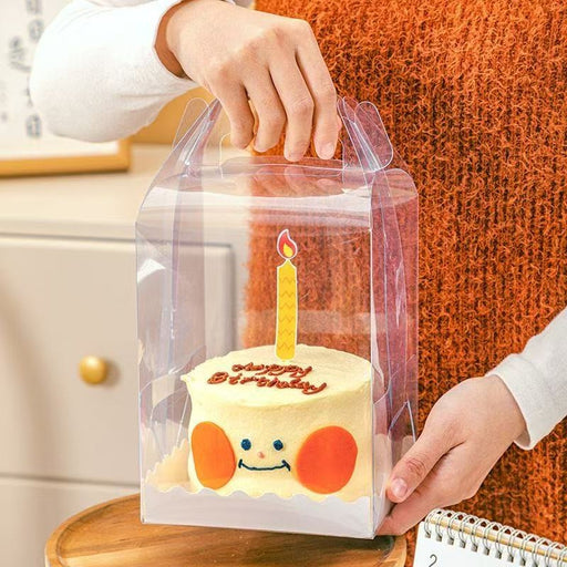 Transparent Cake Packaging Box with Handle | Premium Clear Birthday Mousse Cake Box for Pastries, Desserts & Gifting