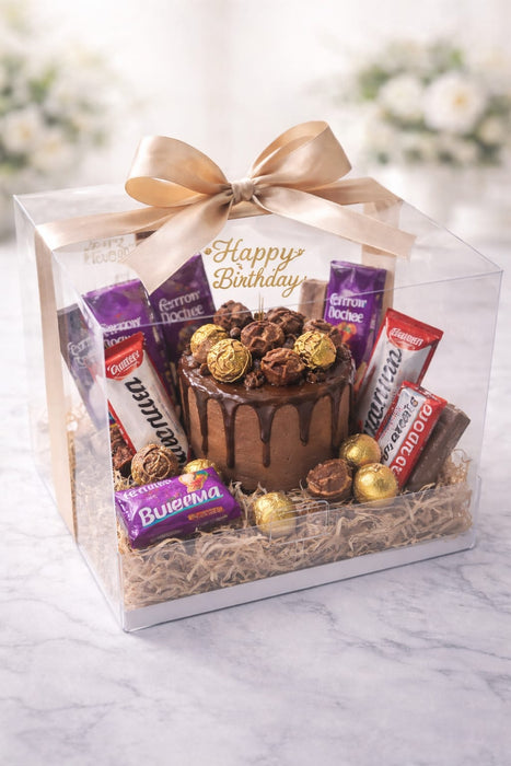Transparent Cake Box with Handle | Foldable Clear Cake Packaging Box for Desserts, Hampers & Gifting