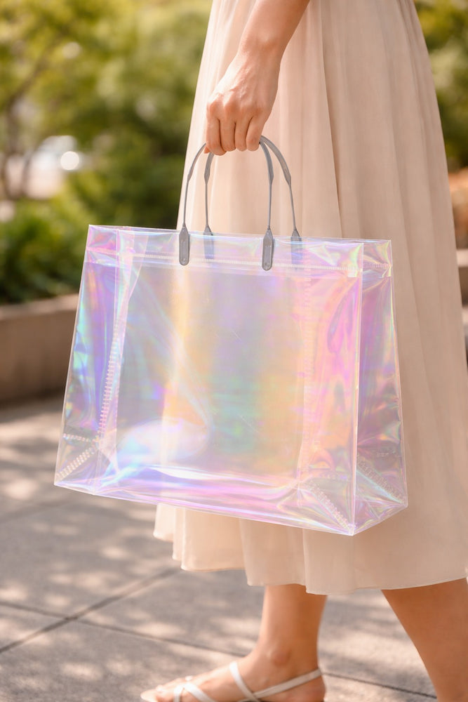 Transparent  Laser Bag | Premium Clothing Store Shopping Bag |  Style Gift Carry Bag for Boutique, Retail & Gifting