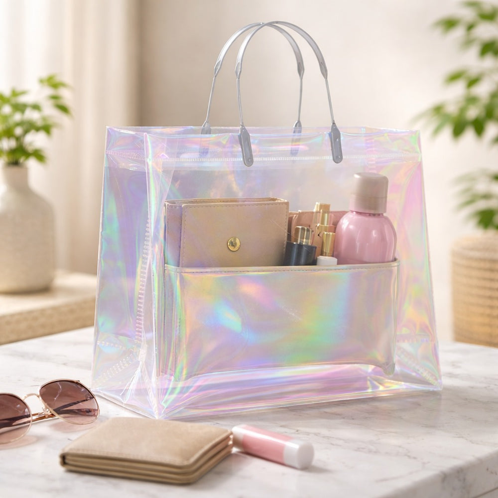 Transparent   Laser Bag | Premium Clothing Store Shopping Bag |  Style Gift Carry Bag for Boutique, Retail & Gifting