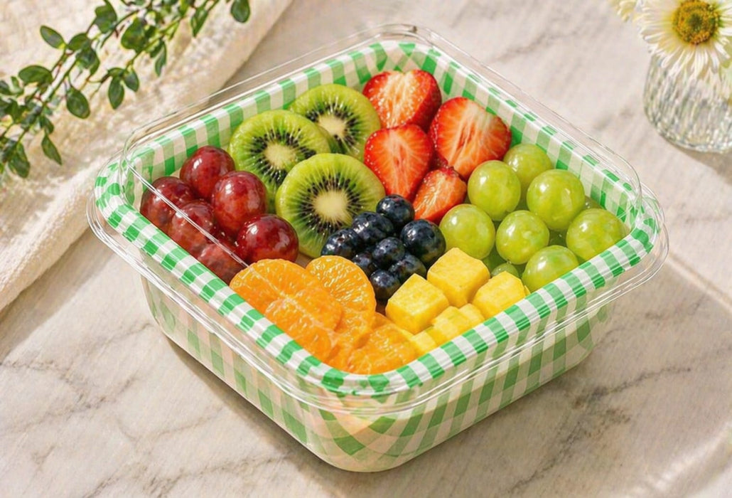 Transparent Square Food Container Box with Lid | Disposable Snack Box | Cake, Dry Fruits, Mukhwas Packaging Box | 12×12×6.5 cm