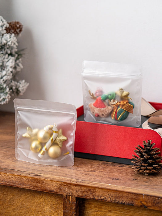 Multi Print Transparent Zip Lock Pouch  (Asthetic Designs) | 13 x 13 cm | Reusable Plastic Packaging for Cookies, Chocolates & Dry Snacks