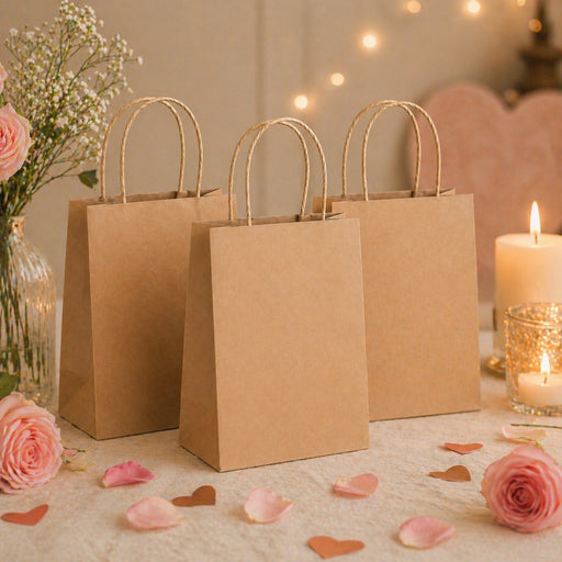 Brown Kraft Paper Carry Bags with Handle | Eco-Friendly Gift Bags for Shopping, Hampers & Packaging | Available size  in Small, Medium & Large Sizes