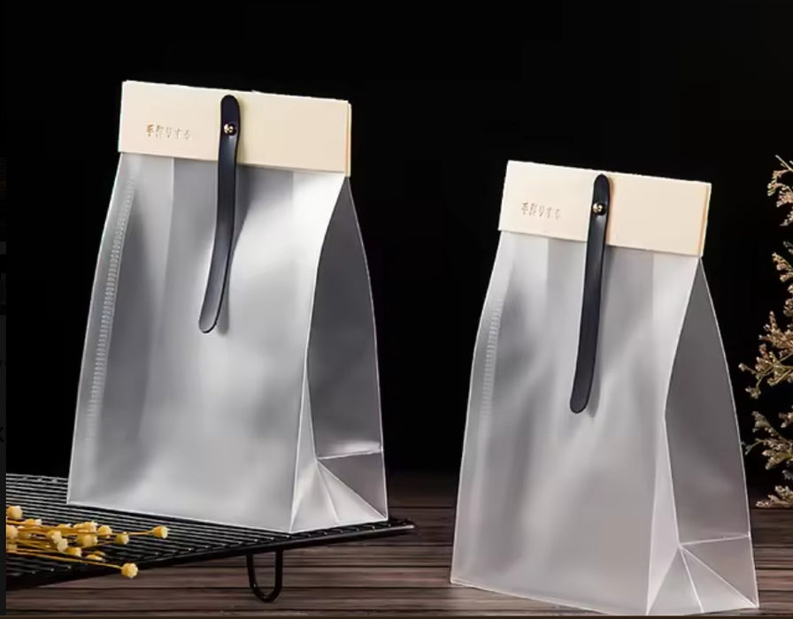 Transparent Korean Pouch with Wooden Clip | Gift Packaging for Dry Fruits, Chocolates & Cookies | 13×6×18 cm Premium Hamper Pouch