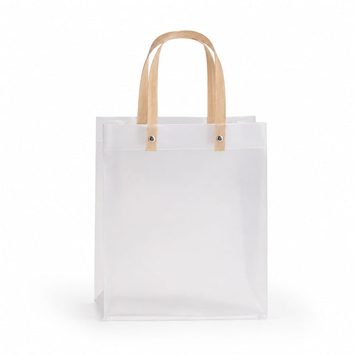 Transparent Frosted Gift Bag with Handle | Premium Plastic Hamper Bag for Gifting, Return Gifts & Packaging | 10.5×8×4.5 Inch