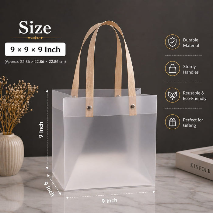 Transparent Gift Bag with Handle | Premium Plastic Hamper Bag for Gifting, Return Gifts & Packaging