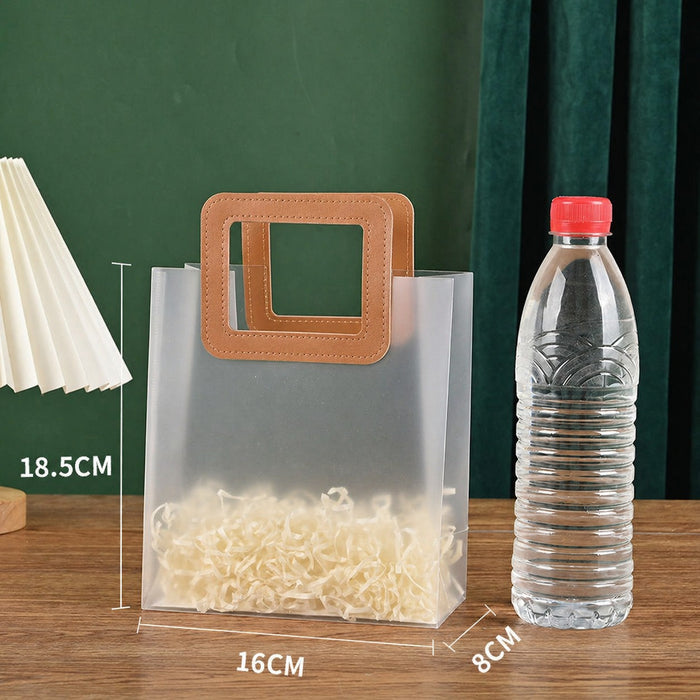 Frosted Transparent Gift Bag with Leather Handle | Premium Hamper & Return Gift Bag | 3 Sizes Available