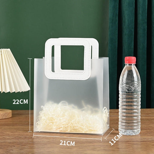 Frosted Transparent Gift Bag with Leather Handle | Premium Hamper & Return Gift Bag | 3 Sizes Available
