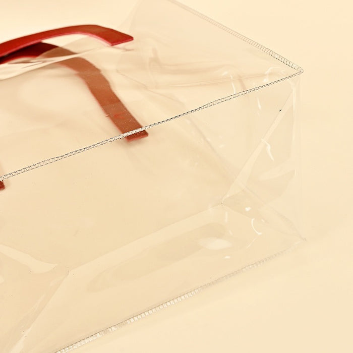 Medium Transparent PVC Gift Bag with Handle |7.5x9x4.5 inch Premium Carry Bag for Hampers, Gifting & Packaging | Available in White, Maroon, Orange & Blue