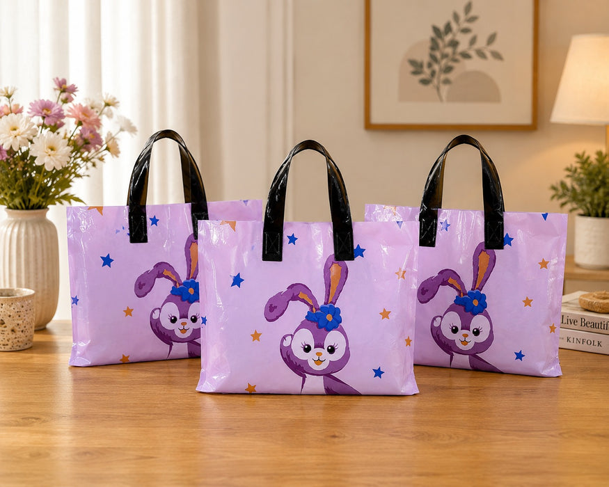 Premium Printed Frosted Plastic Gift Tote Bags | Reusable Carry Bags for Return Gifts, Hampers & Party Packaging (5 Designs Available)