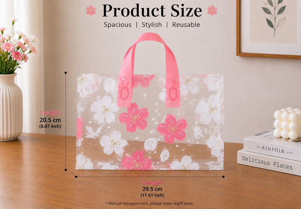 Premium Printed Frosted Plastic Gift Tote Bags | Reusable Carry Bags for Return Gifts, Hampers & Party Packaging (5 Designs Available)