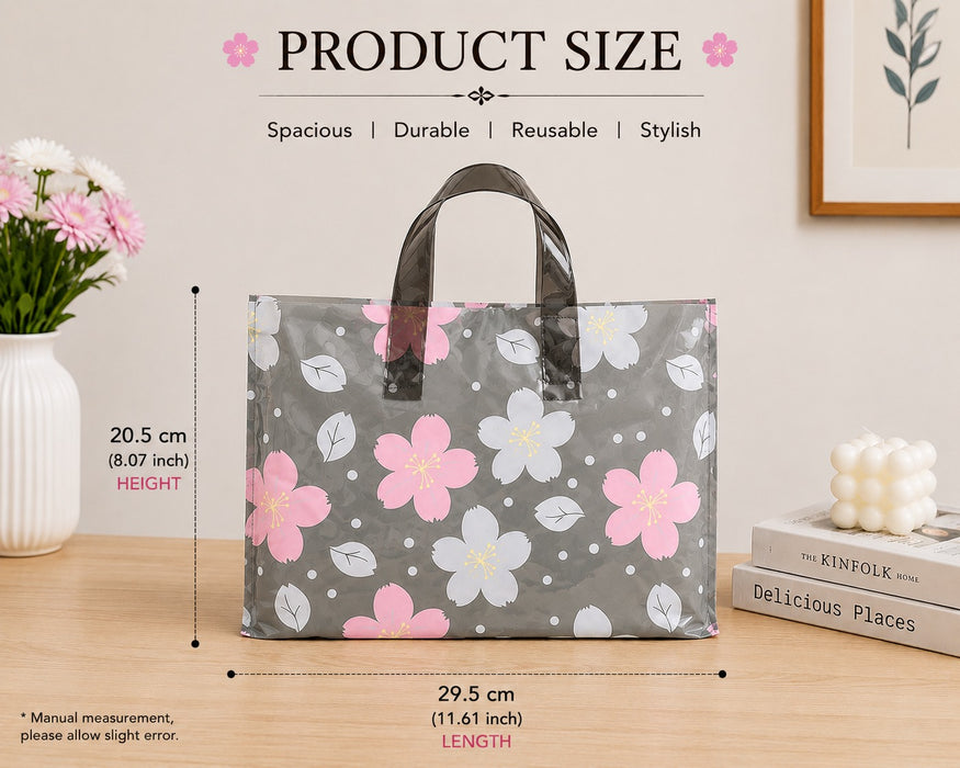 Premium Printed Frosted Plastic Gift Tote Bags | Reusable Carry Bags for Return Gifts, Hampers & Party Packaging (5 Designs Available)