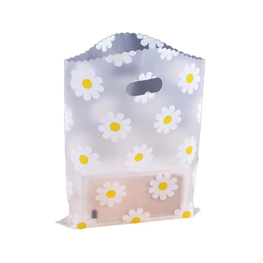 Daisy Print Frosted Plastic Gift Bag with Handle | Transparent Carry Bag for Gifts, Hampers & Return Favours