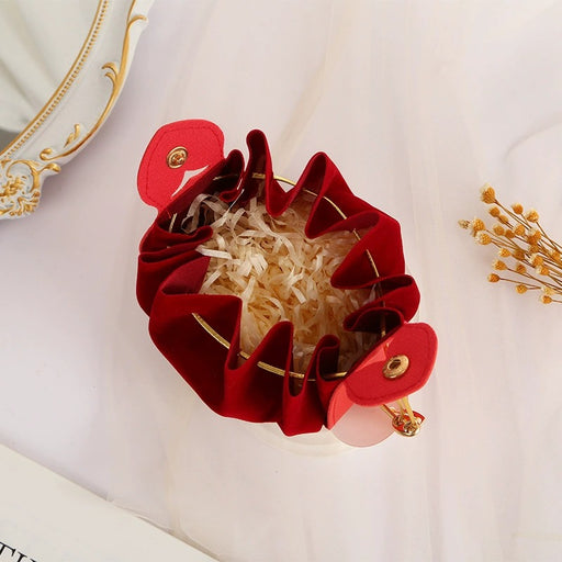 Mini Pleated Potli Gift Pouch with Pearl Tag – Velvet & Leather Finish Return Gift Bag