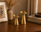 Modern Gold Metal Candle Holder Set – Elegant Decorative Pillar Candle Stand for Table Centerpiece, Living Room & Wedding Décor Pack 1 set of 2pcs (Small, Big )