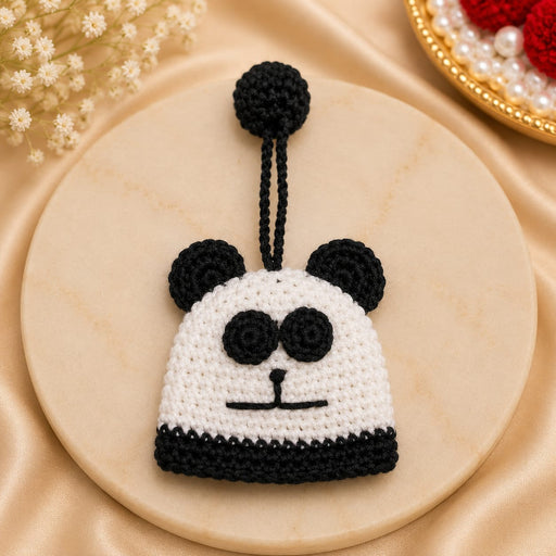 Handmade Crochet Rakhi Keychain | Cute Bag Charm | Soft Yarn Key Ring | Panda & Green Character Design