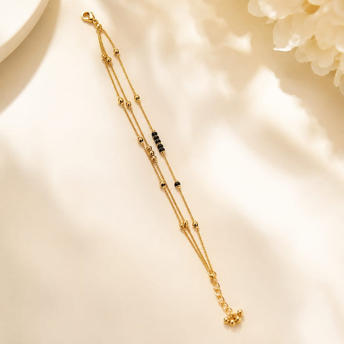 Elegant Gold Pearl Layered Bracelet Rakhi for Women | Adjustable Lumba Rakhi Bhabhi Rakhi Bracelet