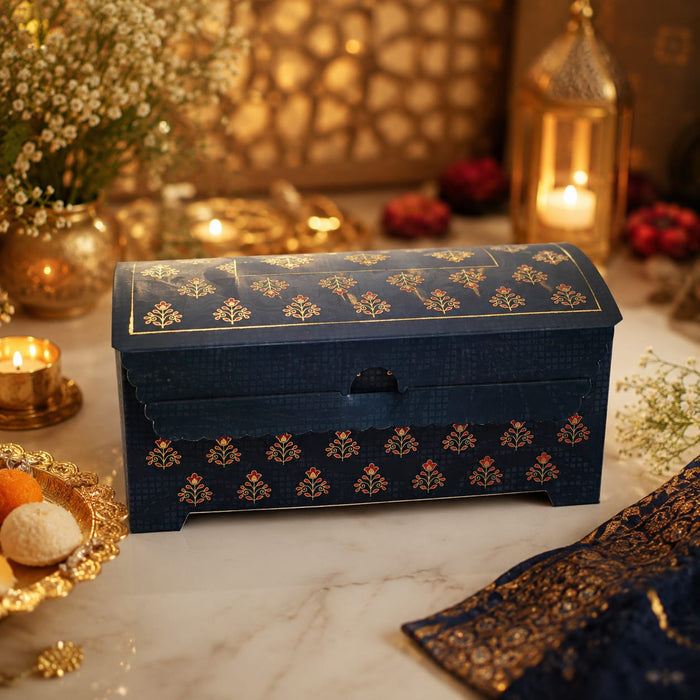 Royal Sandook Premium Printed Curved Gift Hamper Box with Handle | Luxury Festive Packaging Box for Raksha Bandhan, Diwali, Wedding & Return Gifts