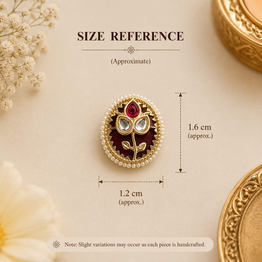 6 pcs Rakhi Premium Kundan Pearl Round Embellishment | Decorative Craft Embellishments for Rakhi, Lumba, Gift Packing, Trousseau, DIY Jewelry & Festive Decoration