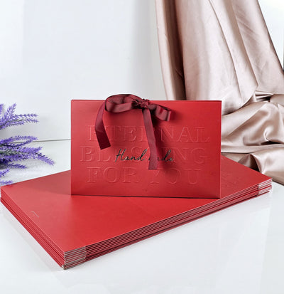 12 PCS Folding Paper Box With Ribbon Decorative Paper Folding Favor Storage Box for Wedding, Return Gift box In Festivals, Birthday, Perfect for Packing Chocolate box (Red)