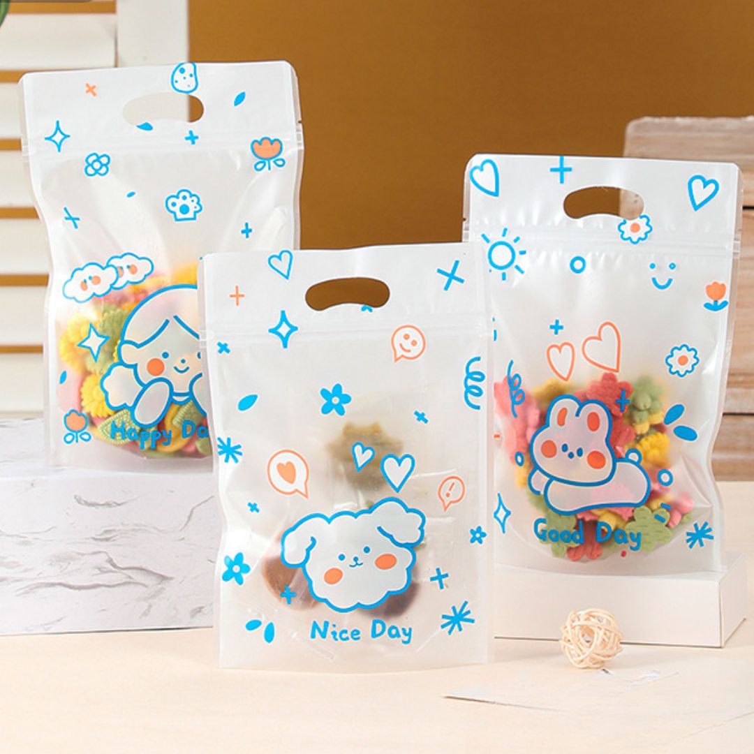 Small Random Teddy Design Ziplock Goodie Hand Bags With Handle For Gif ...