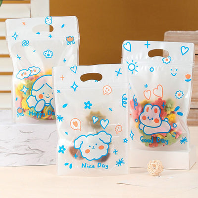 40 Pcs Small Random Teddy Design Ziplock Goodie Hand Bags With Handle For Gifting, Return Gifts, Birthday, Baby Shower, Party Pouches | Chocolate & Dry Fruit Packing, Gift Pouch
