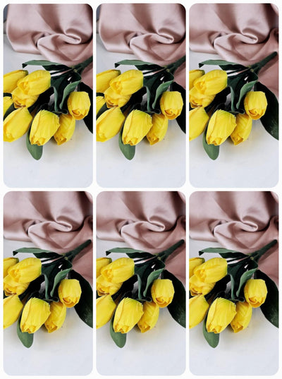 6 Bunch Artificial Tulip Lily Flower Sticks for Home Decor, Bedroom, Office, Living Room, Table Decor, Rakshabandhan Fetivals & Anniversary Decoration (without Vase Pot)