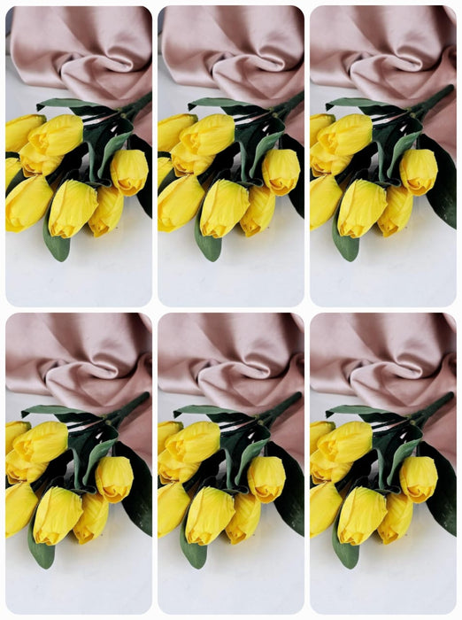 6 Bunch Artificial Tulip Lily Flower Sticks for Home Decor, Bedroom, Office, Living Room, Table Decor, Rakshabandhan Fetivals & Anniversary Decoration (without Vase Pot)