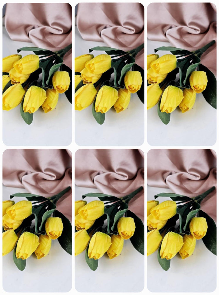 6 Bunch Artificial Tulip Lily Flower Sticks for Home Decor, Bedroom, Office, Living Room, Table Decor, Rakshabandhan Fetivals & Anniversary Decoration (without Vase Pot)