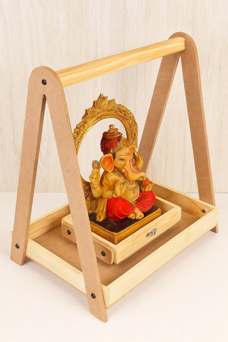 1 Set Premium Wooden Folding/Foldable Jhula Swing for Krishna Janmashtami | Traditional Palna for Laddu Gopal, Kanhaji Pooja, Home Mandir Temple Festival Decoration (1 Set) (Wooden Jhula)