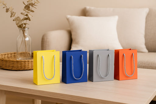 24 Pcs Random Solid Color Gift Bags with Handle Gift Paper bag, gift For Gifting, marriage Return Gifts, Birthday, Wedding, Party, Season's Greetings (Multi)