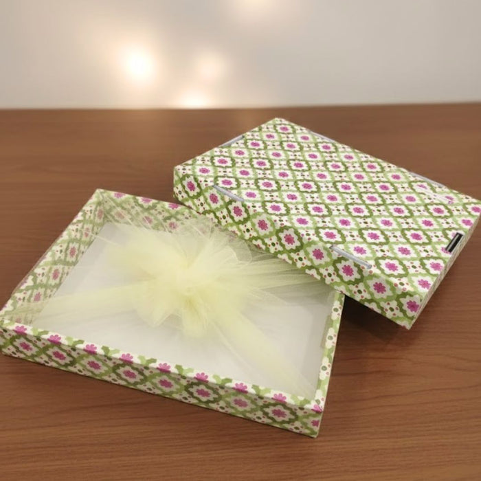 4 Pcs Multipurpose Decorative Folding Paper Box Net Rectangle Cardboard Box with Net DIY Tray for Gift Hamper, Gifting (Cardboard Folding Paper Box),Room Hamper,Wedding Hamper