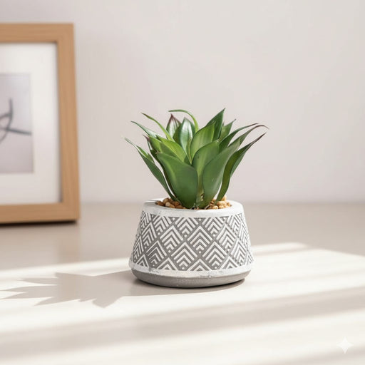 Mini Agave Artificial Green Indoor Succulent Plant with Aesthetic Ceramic Pot to Add Charm to Your Homedecor